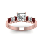 Load image into Gallery viewer, rose-gold-asscher-white-diamond-engagement-wedding-ring-with-red-ruby-in-prong-set-FDENS1027ASRGRUDRANGLE5-NL-RG_cb9af63f-4dba-4c7b-ad41-50713273970f
