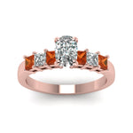 Load image into Gallery viewer, rose-gold-cushion-white-diamond-engagement-wedding-ring-with-orange-sapphire-in-prong-set-FDENS1027CURGSAORANGLE5-NL-RG
