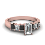 Load image into Gallery viewer, rose-gold-emerald-white-diamond-engagement-wedding-ring-with-black-diamond-in-prong-set-FDENS1027EMRGBLACK-NL-RG

