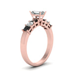Load image into Gallery viewer, rose-gold-emerald-white-diamond-engagement-wedding-ring-with-black-diamond-in-prong-set-FDENS1027EMRGBLACKANGLE2-NL-RG
