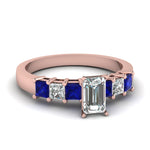 Load image into Gallery viewer, rose-gold-emerald-white-diamond-engagement-wedding-ring-with-blue-sapphire-in-prong-set-FDENS1027EMRGSABL-NL-RG
