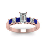 Load image into Gallery viewer, rose-gold-emerald-white-diamond-engagement-wedding-ring-with-blue-sapphire-in-prong-set-FDENS1027EMRGSABLANGLE5-NL-RG_a270bcb6-086d-49ab-b5b2-21e4f9f084f7

