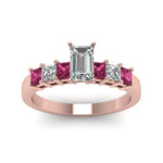 Load image into Gallery viewer, rose-gold-emerald-white-diamond-engagement-wedding-ring-with-dark-pink-sapphire-in-prong-set-FDENS1027EMRGSADRPIANGLE5-NL-RG
