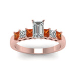 Load image into Gallery viewer, rose-gold-emerald-white-diamond-engagement-wedding-ring-with-orange-sapphire-in-prong-set-FDENS1027EMRGSAORANGLE5-NL-RG
