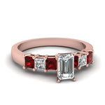 Load image into Gallery viewer, rose-gold-emerald-white-diamond-engagement-wedding-ring-with-red-ruby-in-prong-set-FDENS1027EMRGRUDR-NL-RG_008b7d24-95cc-42e5-a31c-e8c68effac05
