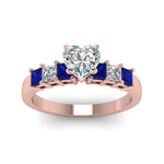 Load image into Gallery viewer, rose-gold-heart-white-diamond-engagement-wedding-ring-with-blue-sapphire-in-prong-set-FDENS1027HTRGSABLANGLE5-NL-RG
