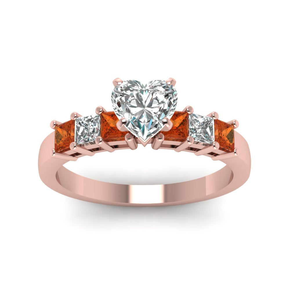 rose-gold-heart-white-diamond-engagement-wedding-ring-with-orange-sapphire-in-prong-set-FDENS1027HTRGSAORANGLE5-NL-RG