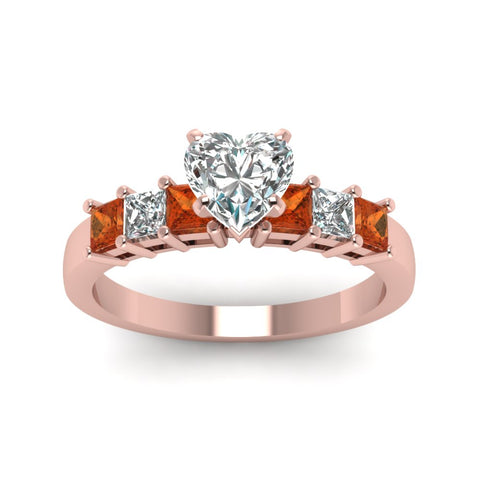 rose-gold-heart-white-diamond-engagement-wedding-ring-with-orange-sapphire-in-prong-set-FDENS1027HTRGSAORANGLE5-NL-RG