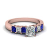 Load image into Gallery viewer, rose-gold-princess-white-diamond-engagement-wedding-ring-with-blue-sapphire-in-prong-set-FDENS1027PRRGSABL-NL-RG