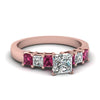 Load image into Gallery viewer, rose-gold-princess-white-diamond-engagement-wedding-ring-with-dark-pink-sapphire-in-prong-set-FDENS1027PRRGSADRPI-NL-RG