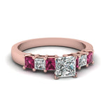 Load image into Gallery viewer, rose-gold-princess-white-diamond-engagement-wedding-ring-with-dark-pink-sapphire-in-prong-set-FDENS1027PRRGSADRPI-NL-RG_18128291-6da5-4e65-8881-bd015dad4301
