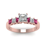 Load image into Gallery viewer, rose-gold-princess-white-diamond-engagement-wedding-ring-with-dark-pink-sapphire-in-prong-set-FDENS1027PRRGSADRPIANGLE5-NL-RG
