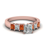 Load image into Gallery viewer, rose-gold-princess-white-diamond-engagement-wedding-ring-with-orange-sapphire-in-prong-set-FDENS1027PRRGSAOR-NL-RG

