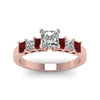 Load image into Gallery viewer, rose-gold-princess-white-diamond-engagement-wedding-ring-with-red-ruby-in-prong-set-FDENS1027PRRGRUDRANGLE5-NL-RG_c67cb54e-b9ca-45de-8744-cf413a2bd833