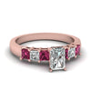 Load image into Gallery viewer, rose-gold-radiant-white-diamond-engagement-wedding-ring-with-dark-pink-sapphire-in-prong-set-FDENS1027RARGSADRPI-NL-RG