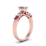 Load image into Gallery viewer, rose-gold-radiant-white-diamond-engagement-wedding-ring-with-dark-pink-sapphire-in-prong-set-FDENS1027RARGSADRPIANGLE2-NL-RG
