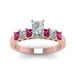 Load image into Gallery viewer, rose-gold-radiant-white-diamond-engagement-wedding-ring-with-dark-pink-sapphire-in-prong-set-FDENS1027RARGSADRPIANGLE5-NL-RG
