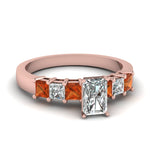 Load image into Gallery viewer, rose-gold-radiant-white-diamond-engagement-wedding-ring-with-orange-sapphire-in-prong-set-FDENS1027RARGSAOR-NL-RG
