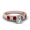 Load image into Gallery viewer, rose-gold-radiant-white-diamond-engagement-wedding-ring-with-red-ruby-in-prong-set-FDENS1027RARGRUDR-NL-RG