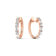 Round And Baguette Huggie Earrings