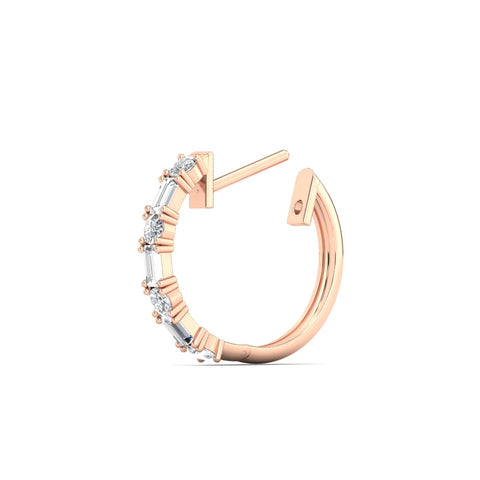 Round And Baguette Huggie Earrings