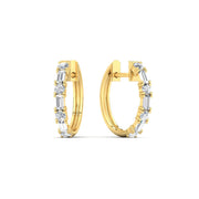 Round And Baguette Huggie Earrings