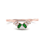 Load image into Gallery viewer, round-baguette-emerald-twisted-wedding-band-in-rose-gold-FD9703BGEMGR-NL-RG.jpg
