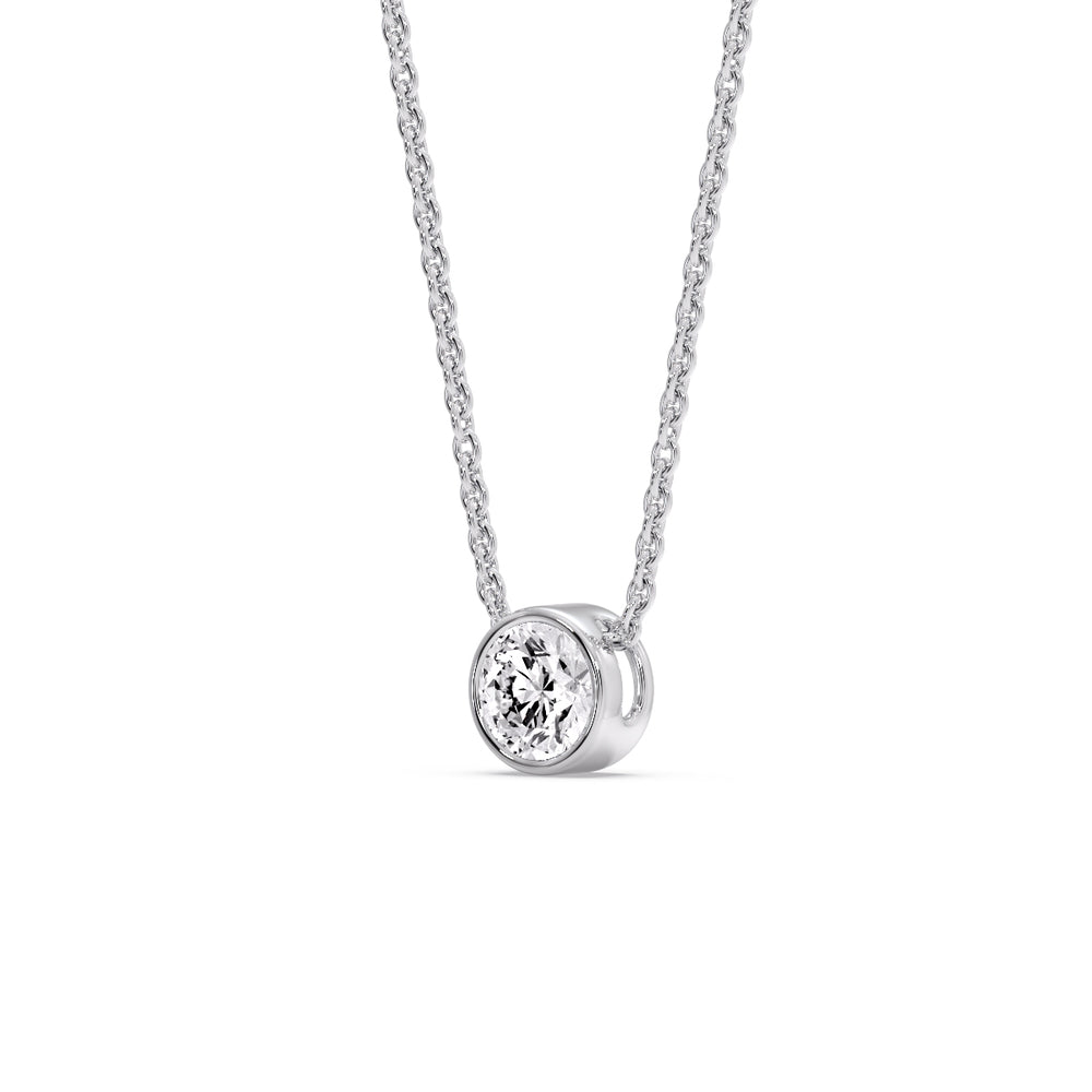 Round Bezel 0.75 Carat Solitaire Pendant