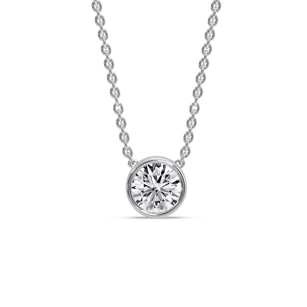 Round Bezel Solitaire Diamond 1.50 Carat Pendant