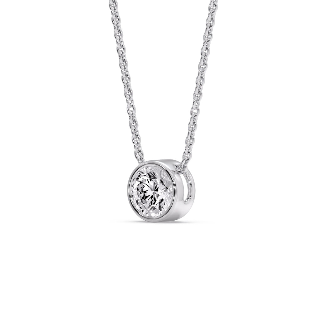 Round Bezel Solitaire Diamond 1.50 Carat Pendant