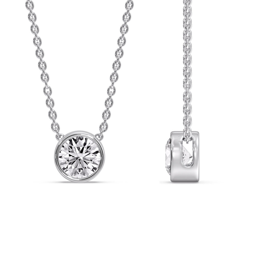 Round Bezel Solitaire Diamond 1.50 Carat Pendant