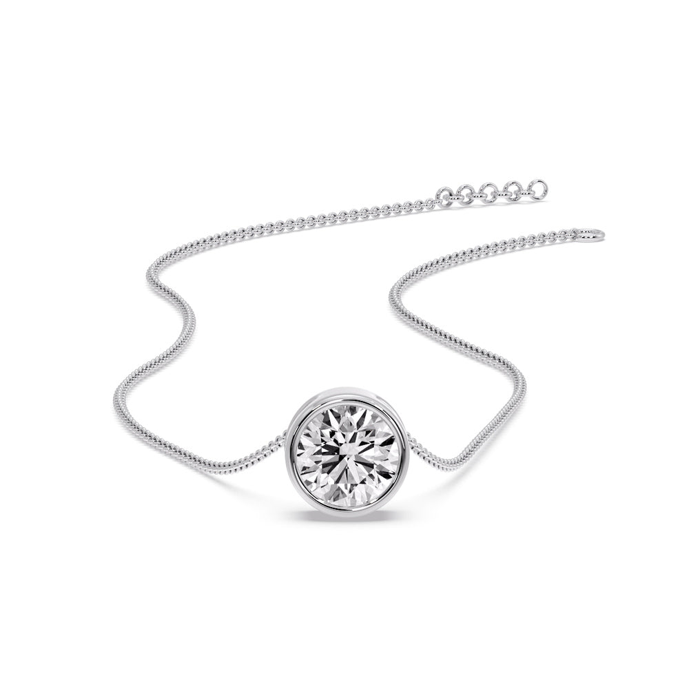 Round Bezel Solitaire Diamond 1.50 Carat Pendant