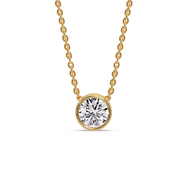 Round Bezel Solitaire Diamond 1.50 Carat Pendant