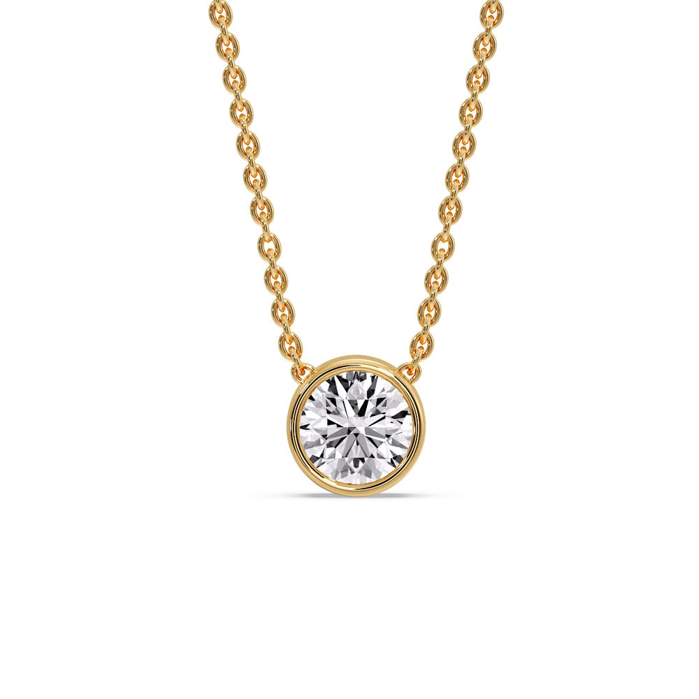 Round Bezel Solitaire Diamond 1.50 Carat Pendant