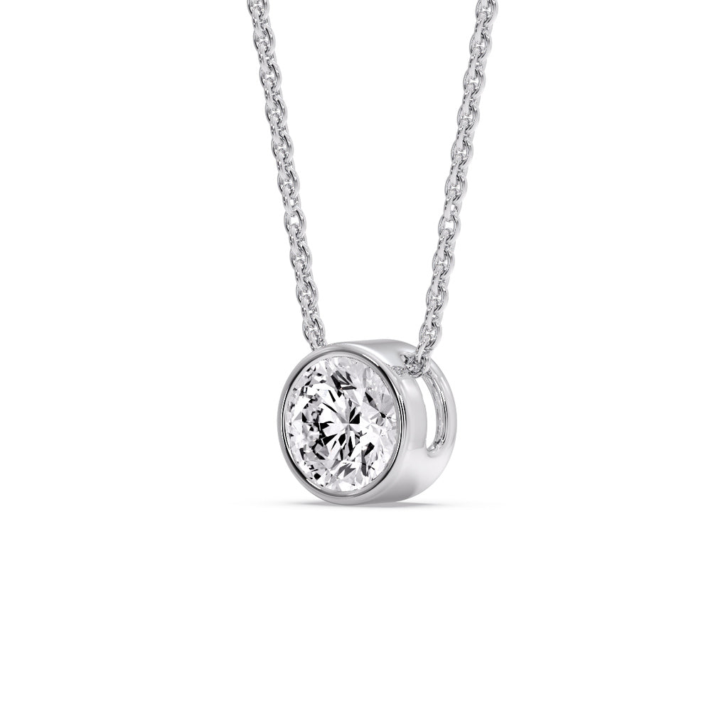 Round Bezel Solitaire Diamond 2.50 Carat Pendant