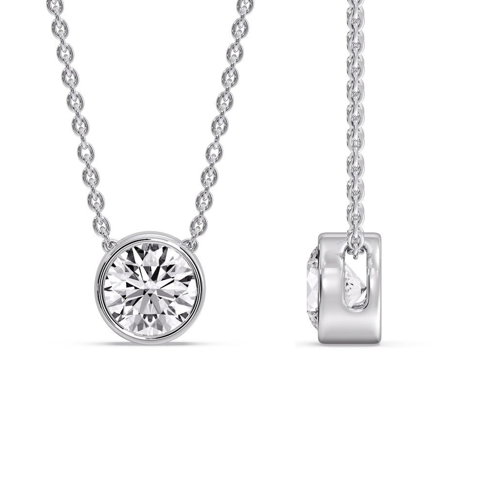 Round Bezel Solitaire Diamond 2.50 Carat Pendant