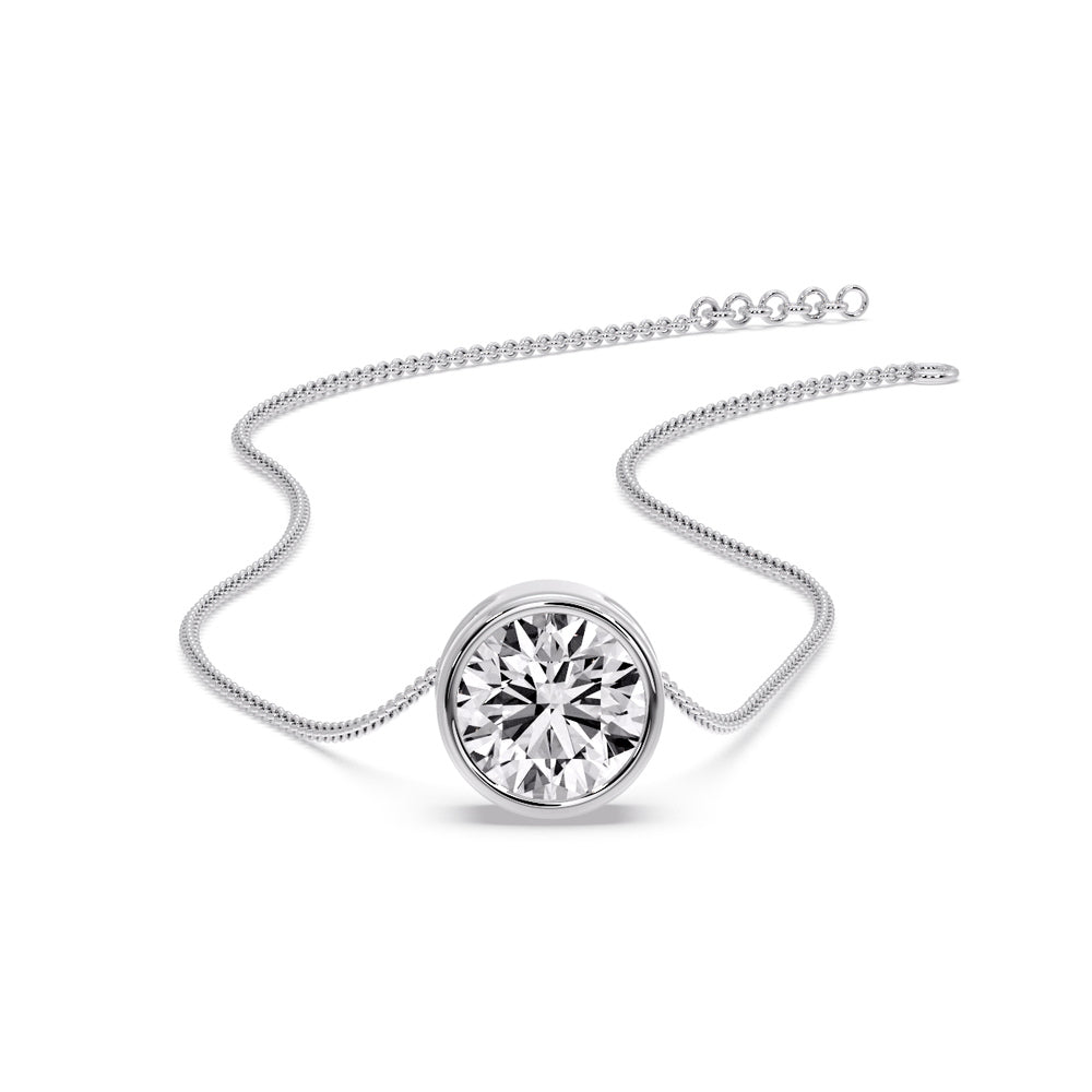Round Bezel Solitaire Diamond 2.50 Carat Pendant