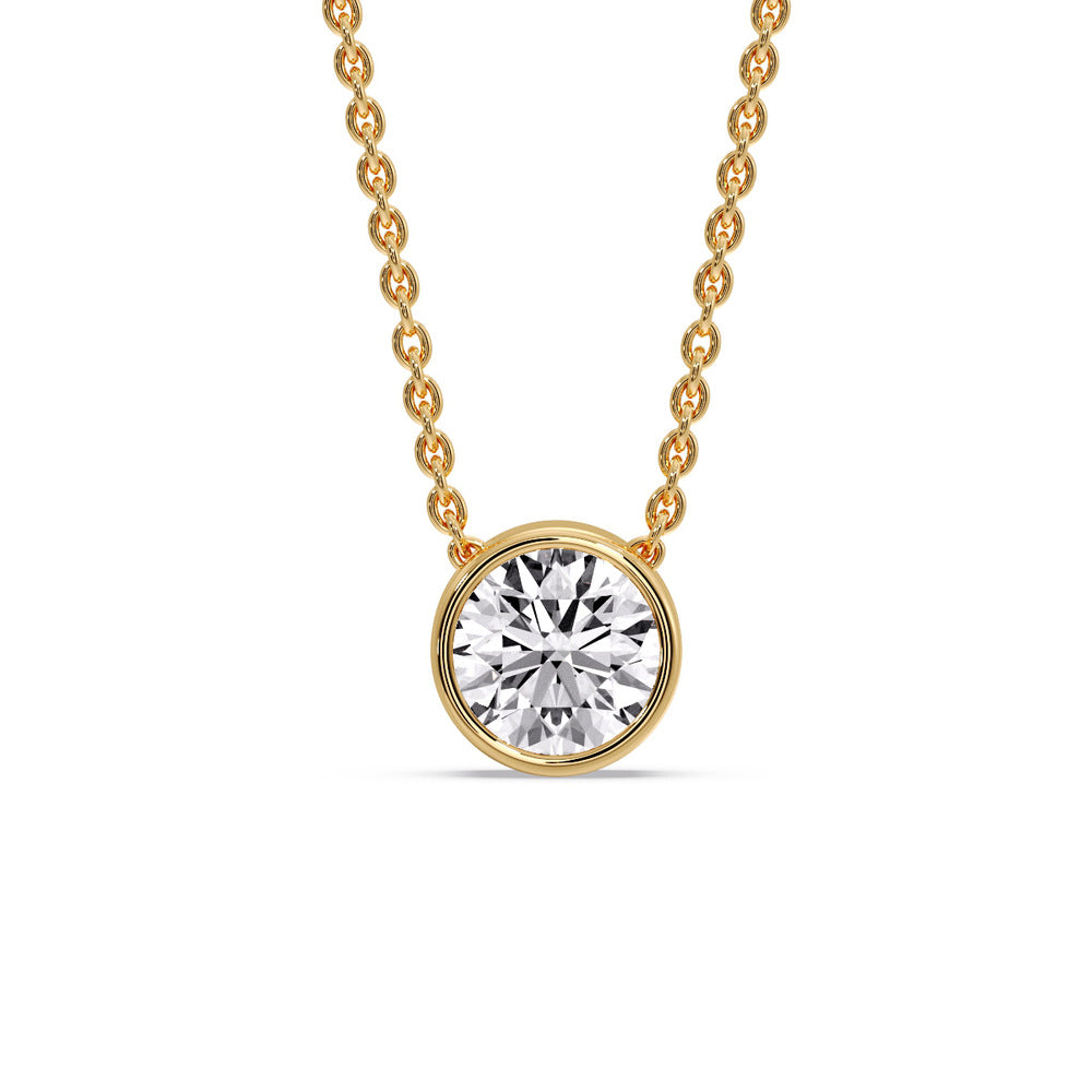 Round Bezel Solitaire Diamond 2.50 Carat Pendant