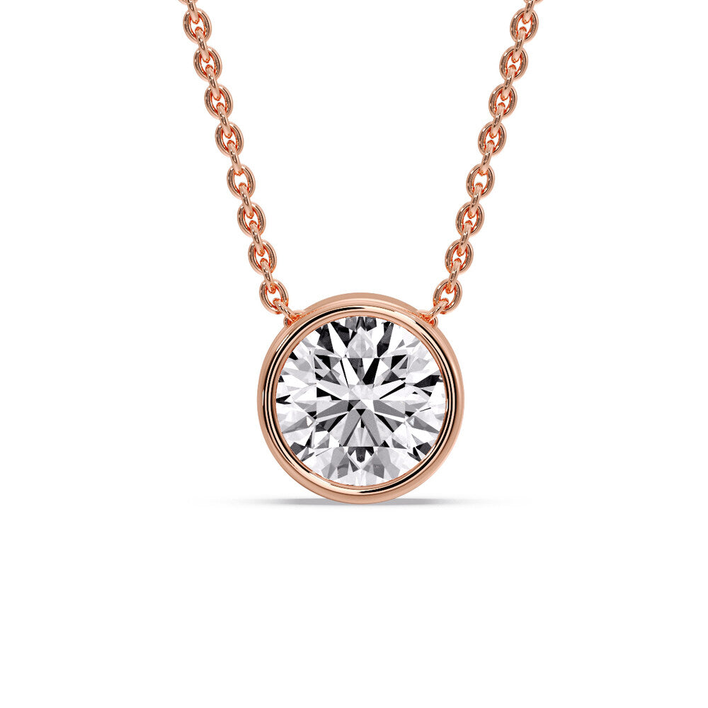 Round Bezel Solitaire Diamond 5 Carat Pendant