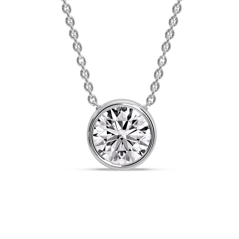 Round Bezel Solitaire Diamond 5 Carat Pendant