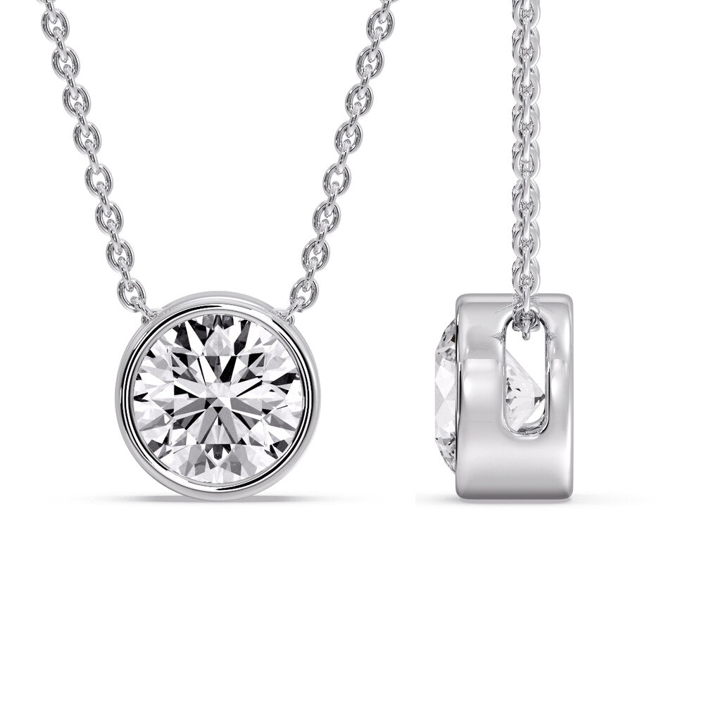 Round Bezel Solitaire Diamond 5 Carat Pendant