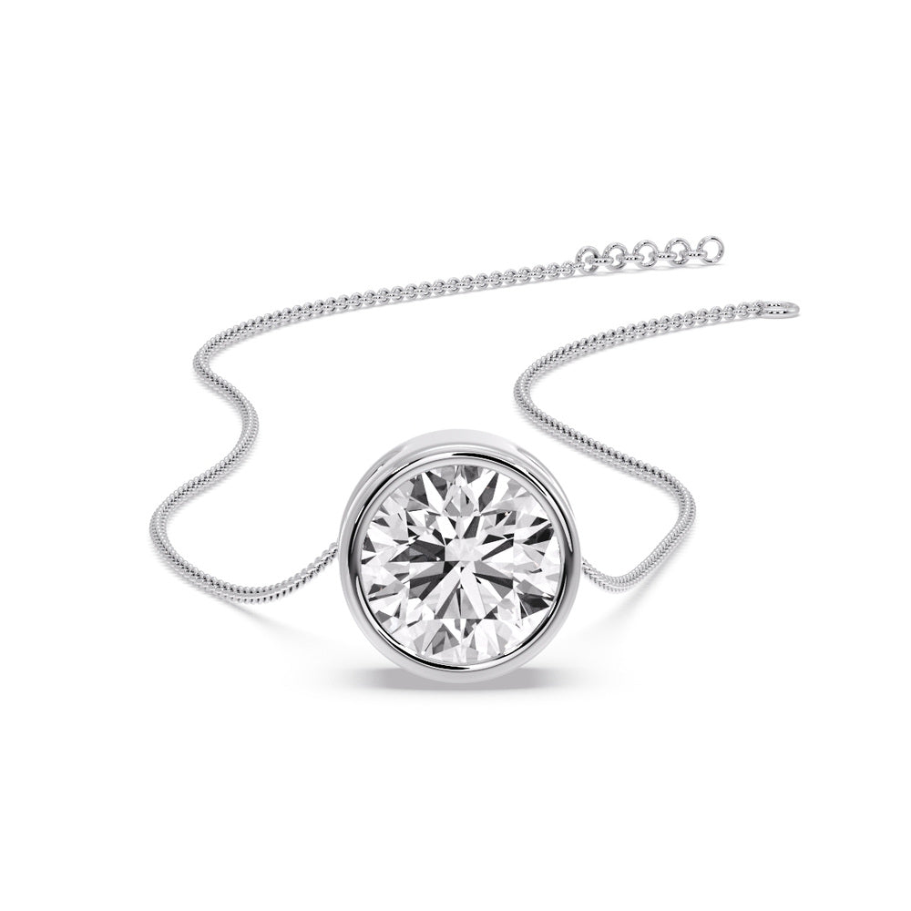 Round Bezel Solitaire Diamond 5 Carat Pendant