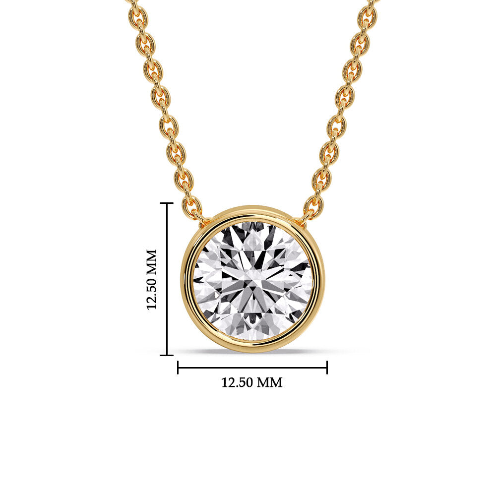 Round Bezel Solitaire Diamond 5 Carat Pendant