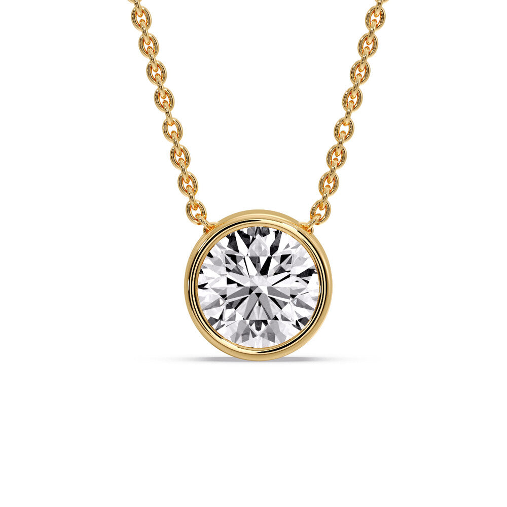 Round Bezel Solitaire Diamond 5 Carat Pendant