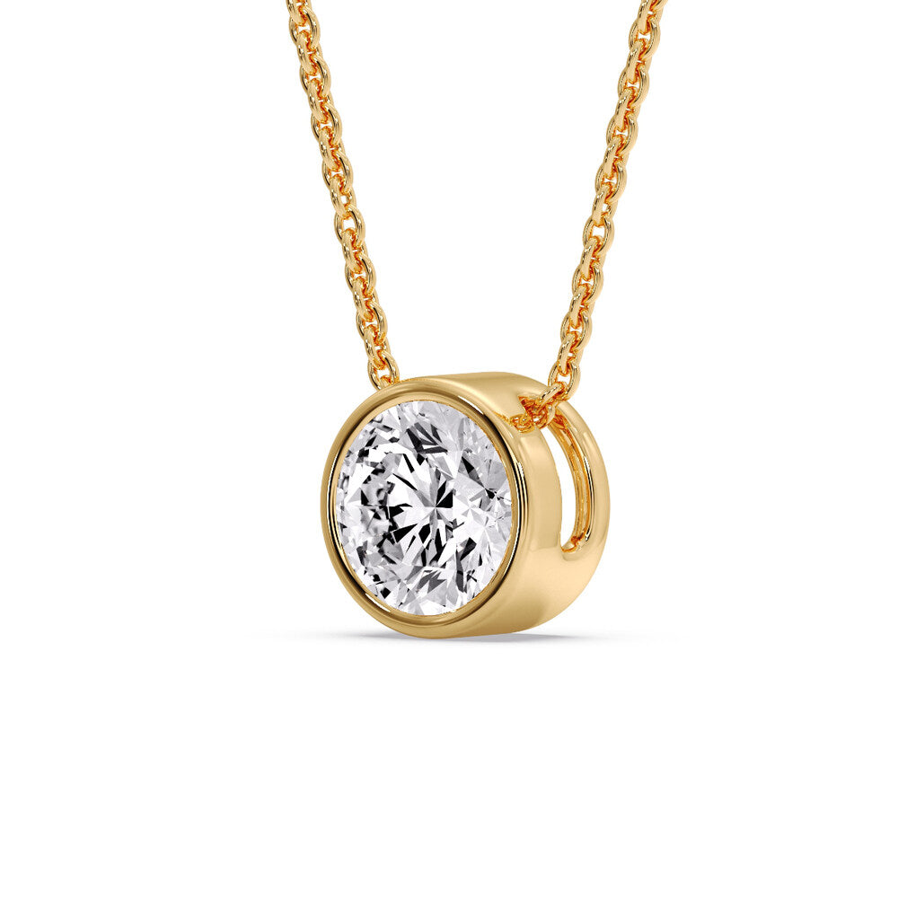 Round Bezel Solitaire Diamond 5 Carat Pendant
