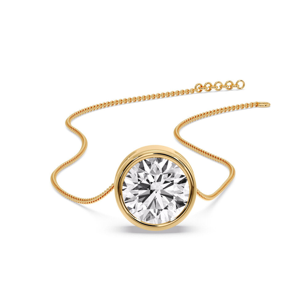 Round Bezel Solitaire Diamond 5 Carat Pendant
