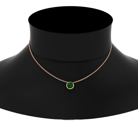 round-bezel-solitaire-emerald-half-carat-pendant-in-rose-gold-FD-PD10538ROGEMGRNECK-NL-0.50CT-RG