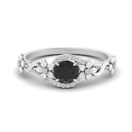0.50 Ct Round Flower Gemstone Engagement Ring