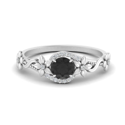 0.50 Ct Round Flower Gemstone Engagement Ring