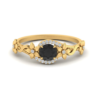 0.50 Ct Round Flower Gemstone Engagement Ring